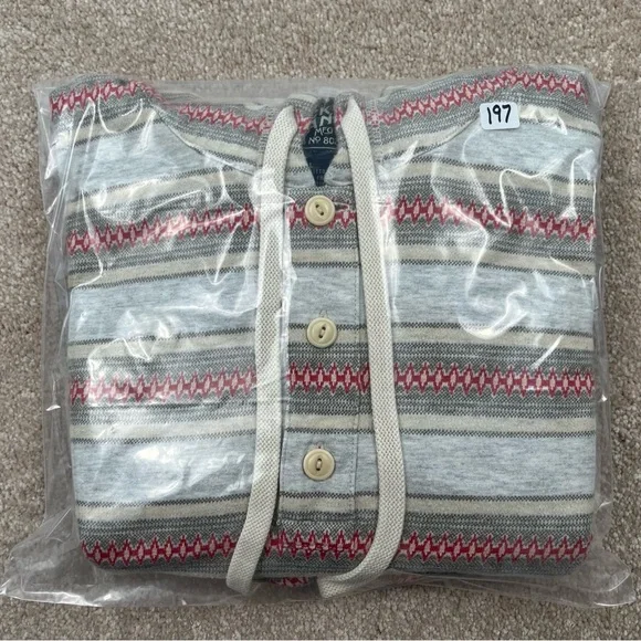 Lucky Brand Knit Wear Hoodie Large Gray & Red Stripe Pullover Casual Preppy Men - Picture 15 of 15